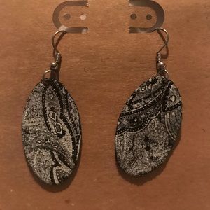 Small Oval Leather Earrings